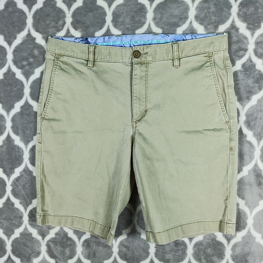 Tommy Bahama Shorts Men 33 Khaki Beige Tencel Cotton Stretch Chino Casual